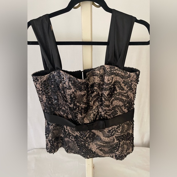 Black Lace Corset-style Top with Sequins - Picture 1 of 6
